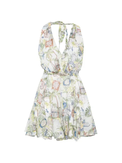Maje short patterned backless dress White MFPRO04895
