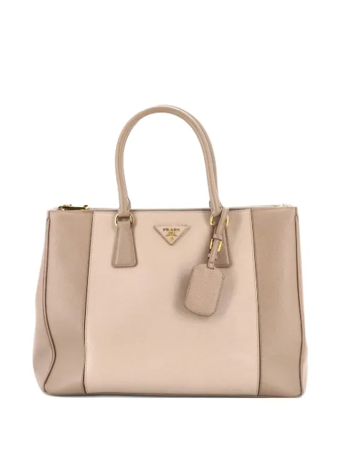 Prada Pre-Owned Bicolor Double Zip Lux Saffiano Leather Medium tote bag Neutrals MWT46A7J657G0W04