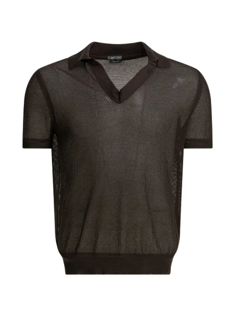 TOM FORD mesh-knit buttonless shirt Brown KPS040YMC046