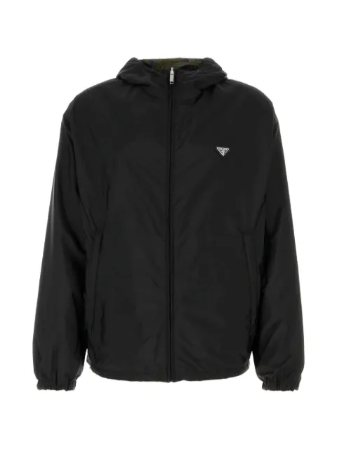 Prada hooded logo-plaque jacket Black SGD108SFM11WQ9