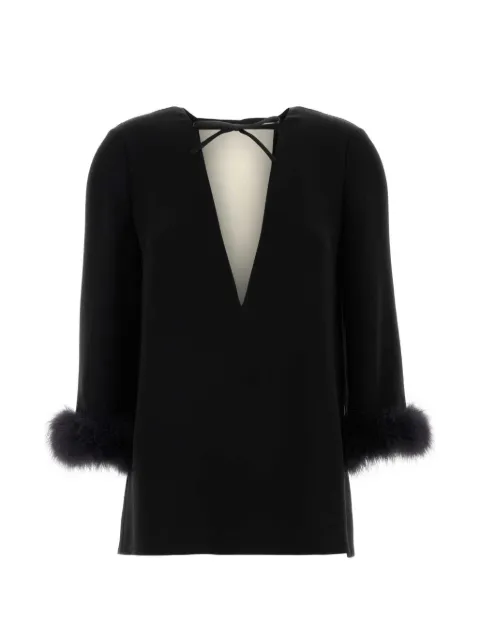 Valentino Garavani feathered blouse Black BAEBJ51MM