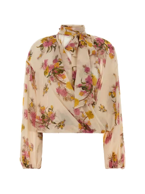 Blumarine floral pussy-bow blouse Neutrals P622C465A