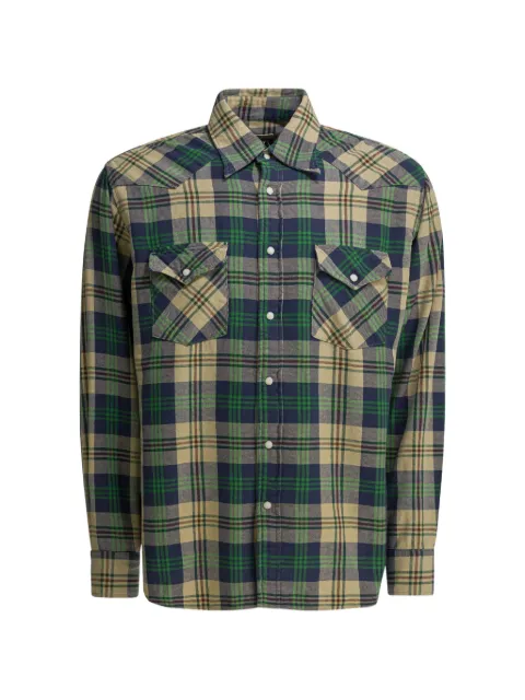 KAPITAL plaid pocket shirt Neutrals K2509LS043GREEN