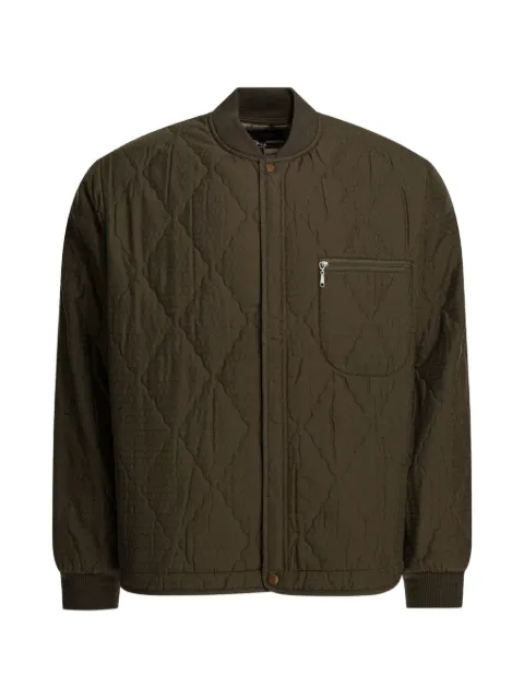 BEAMS PLUS quilted-effect zip-pocket coat Green 3818083213967
