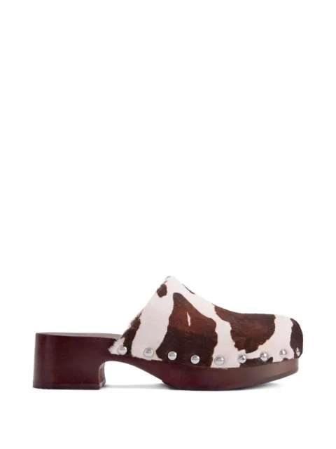Simon Miller Rio cow-print wood clog mules White F3259086