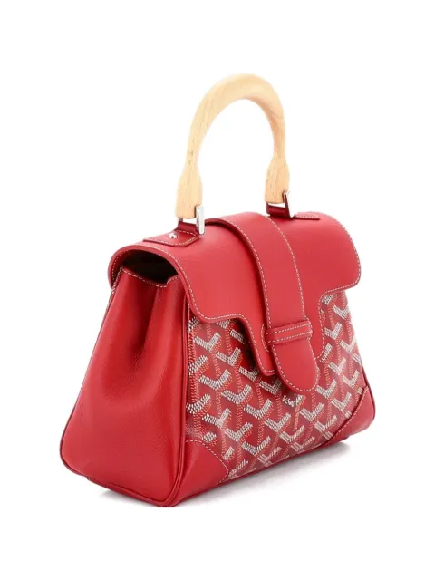Goyard Pre-Owned Saigon Top Handle Bag Coated Canvas with Leather Mini shoulder bag Red V3C6O06T4RNK7J63