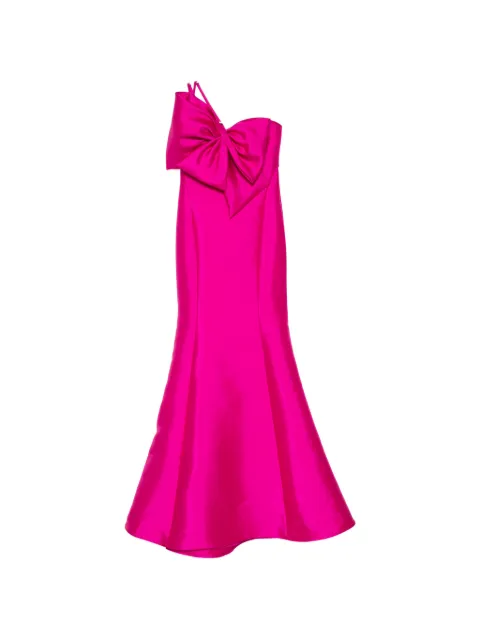 Amsale one-shoulder bow maxi dress Pink P965M