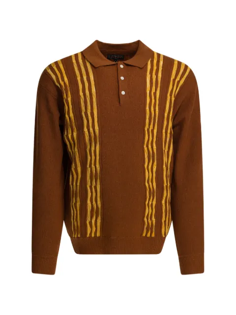 BEAMS PLUS polo-collar sweater Brown 3812004015628