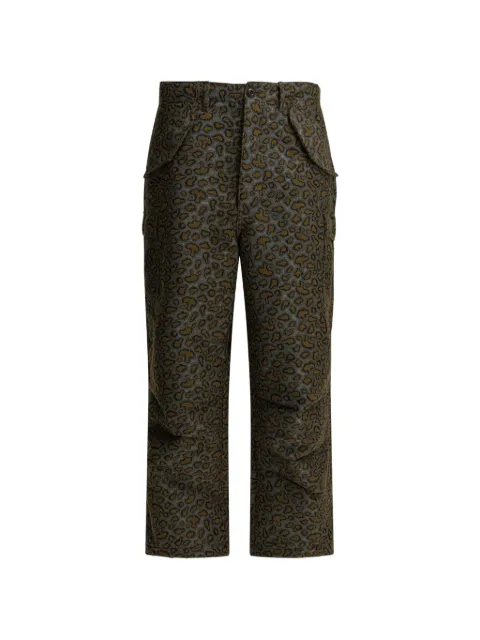 BEAMS PLUS flap-pocket leopard print trousers Grey 3824037813928
