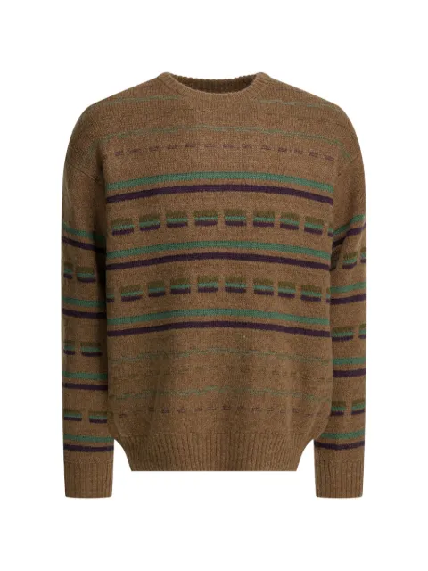 BEAMS PLUS striped crew-neck sweater Brown 3815024015628
