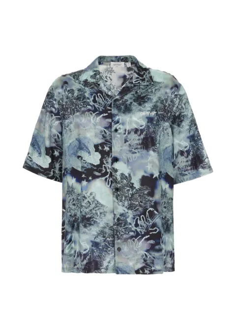Off-White short-sleeve printed shirt Blue OMGG01FS26FAB00B
