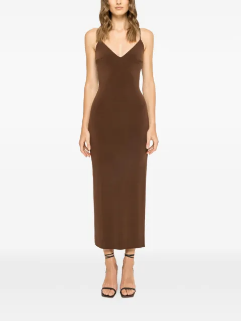 NISSA open-back midi dress Brown RC15551BROWN