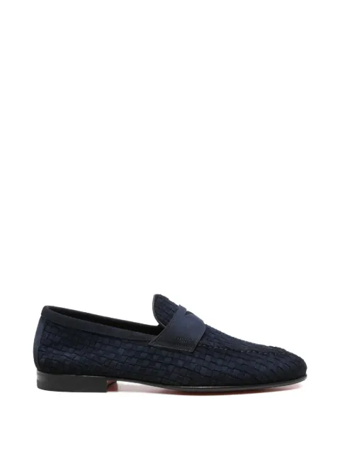Santoni woven-strap leather loafers Blue MCNC13803LA36