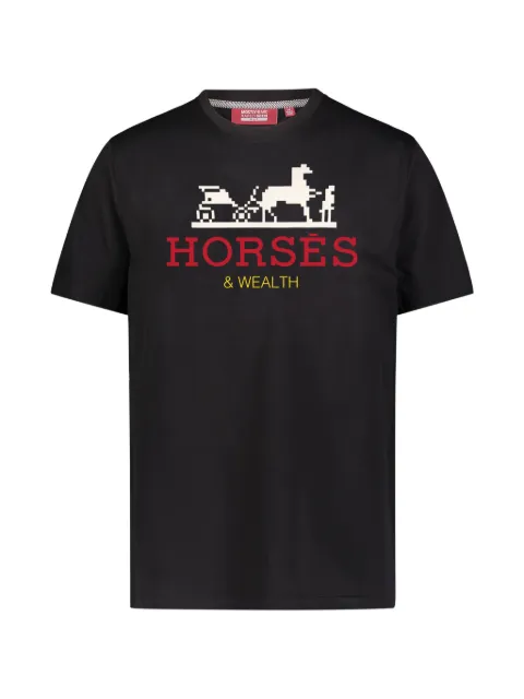 Mostly Heard Rarely Seen 8-Bit horses wealth graphic T-shirt Black MHEB02BFT18