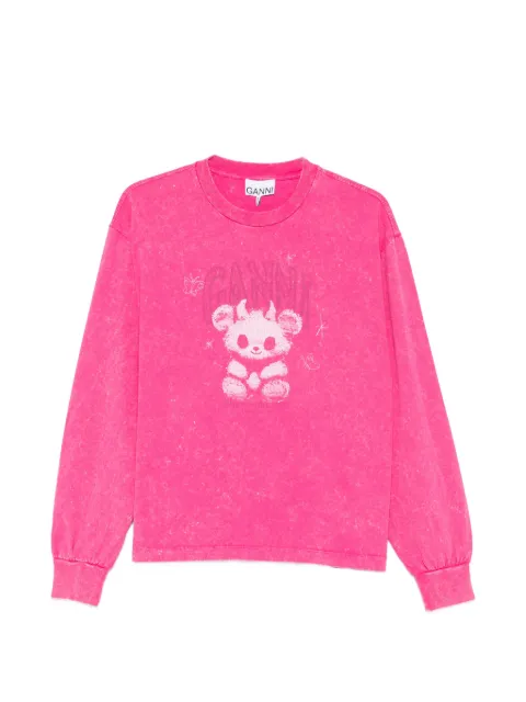 GANNI graphic long-sleeve T-shirt Pink A1050147