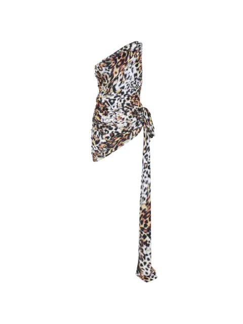 Norma Kamali Diana animal-print asymmetric mini dress Brown KK2263PLT76687