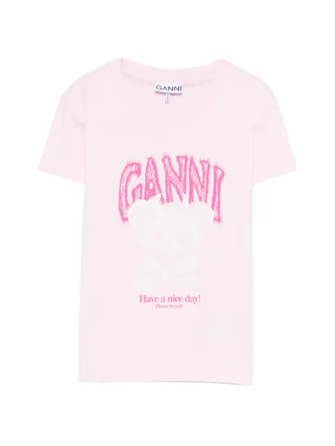 GANNI graphic-print jersey T-shirt Pink A1050186