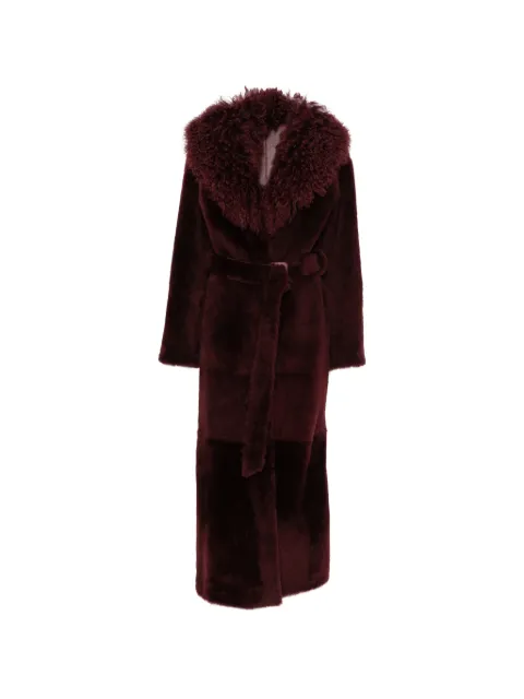 Manokhi textured belted coat Red MANO680