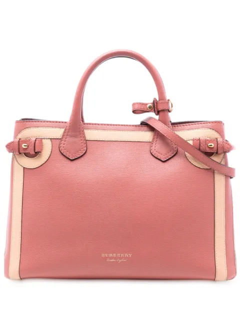 Burberry Pre-Owned 2000-2017 Medium Bicolor Leather and House Check Banner satchel Pink UZE6TQ0F38EFB1C8