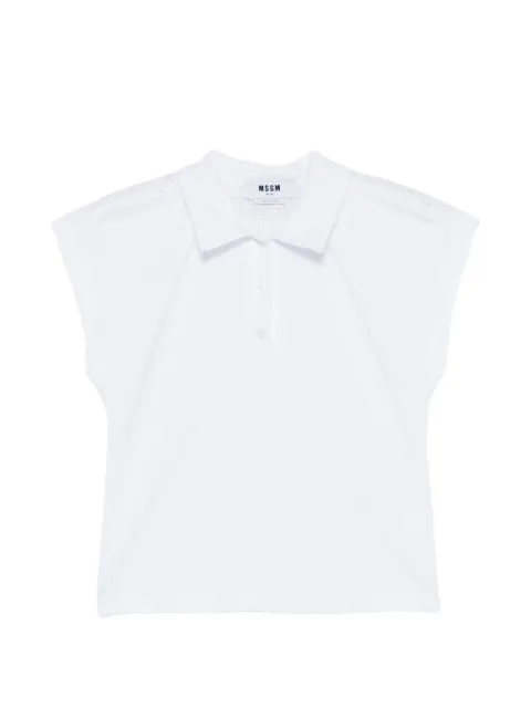 MSGM pointelle short-sleeve polo top White 4041MDM145D267002