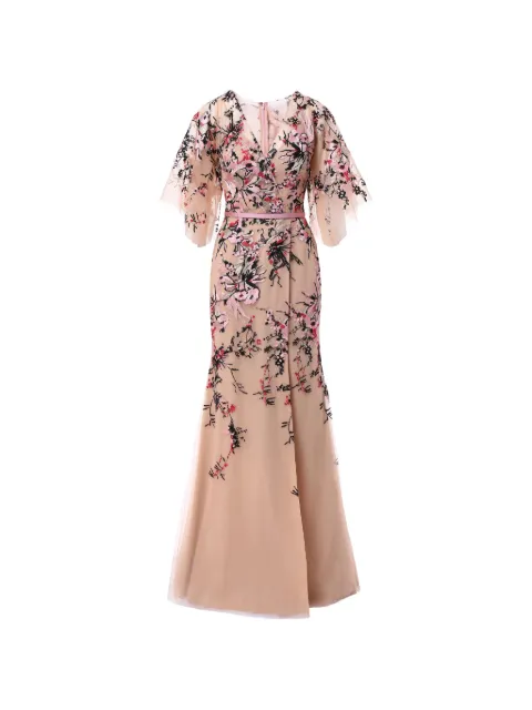 Rami Al Ali embroidered overlap maxi dress Neutrals RAASS238013