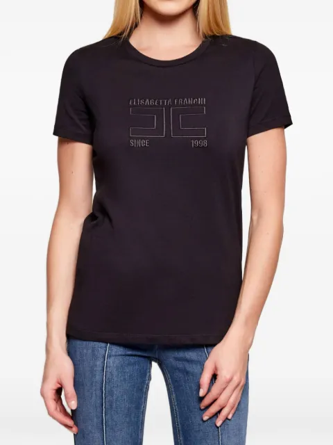 Elisabetta Franchi jersey T-shirt with embroidered logo Black MA71G61E2