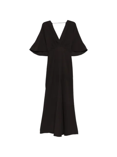 Agnona V-neck midi flared dress Brown TR1105YU5074