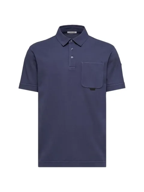 Moncler leather-logo cotton polo shirt Blue L10918A0001189BC7