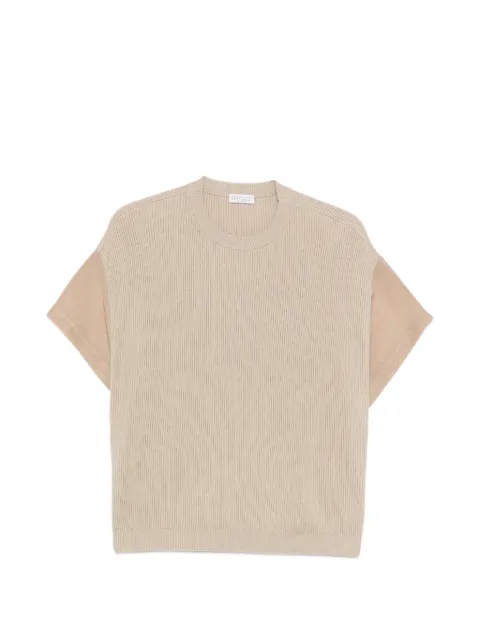 Brunello Cucinelli panelled ribbed T-shirt Neutrals M19259500C9643