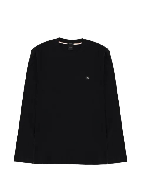 BOSS mercerised-cotton T-shirt with double B monogram Black 50555107