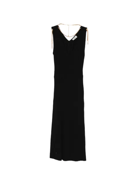 Elisabetta Franchi dress in openwork knit fabric with jewel detail Black AM18S61E2