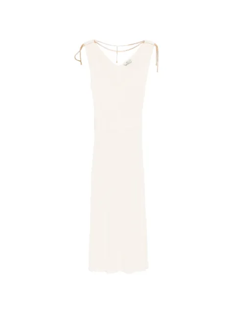 Elisabetta Franchi dress in openwork knit fabric with jewel detail Neutrals AM18S61E2