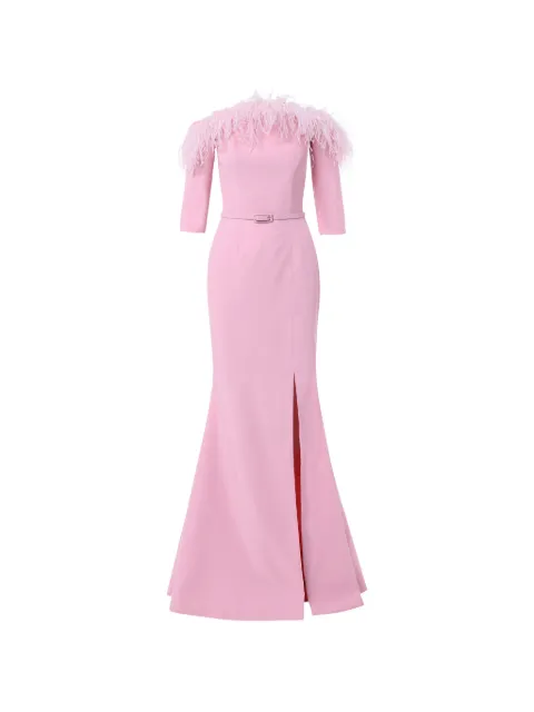 Rami Al Ali feather-embellished mermaid gown maxi dress Pink RAASS238027
