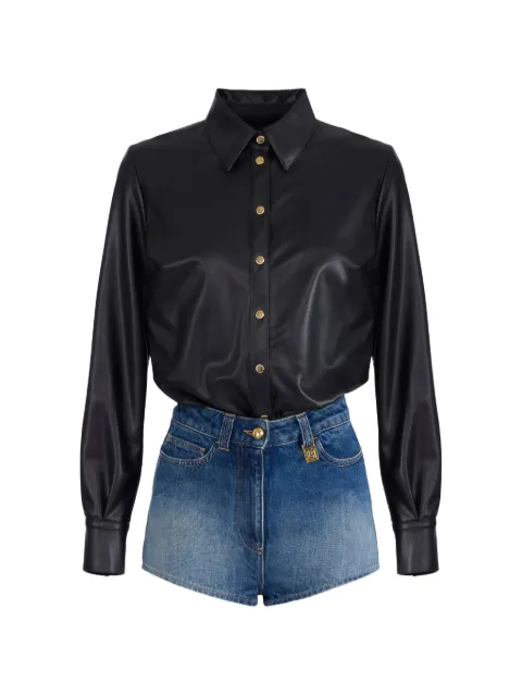 Elisabetta Franchi romper suit in nappa-effect fabric and denim Black TJ48I61E2