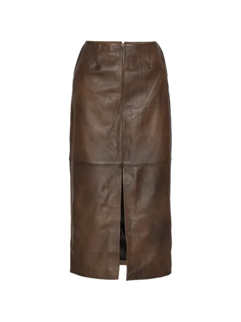ROTATE BIRGER CHRISTENSEN leather midi skirt Brown 1163212037