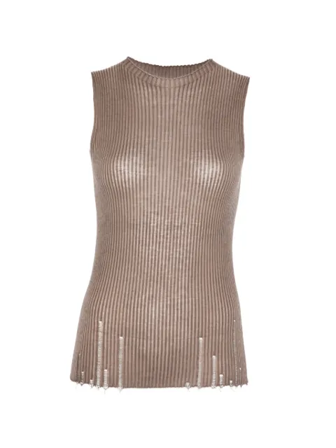 Uma Wang ribbed distressed top Brown S6MUK7112
