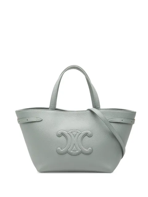 Celine Pre-Owned 2024 Mini Grained Calfskin Cuir Triomphe Cabas Anais Tote satchel Grey XPFKYP605U2IQDKG