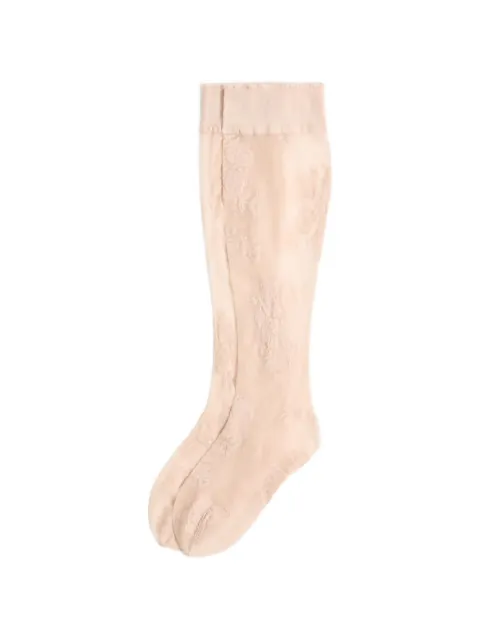 Valentino Garavani floral lycra knee-high socks Neutrals BKI04V9LV