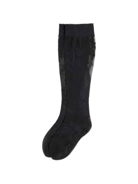 Valentino Garavani floral lycra knee-high socks Black BKI04V9LV