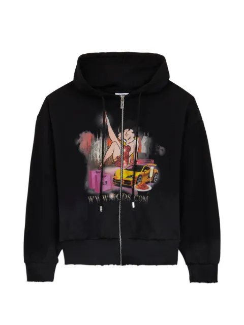 GCDS x Betty Boop zip-up cotton hoodie Black C1MWBE126F034