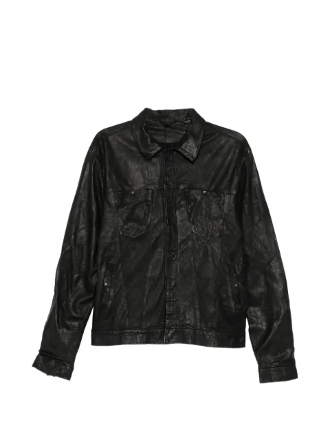Giorgio Brato leather collared jacket Black GU26S20098VBRUSH