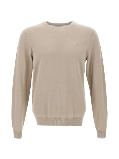 Sun68 crew neck logo-embroidered sweater Neutrals K3510198