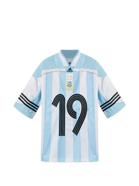 adidas striped v-neck T-shirt Blue KD5982