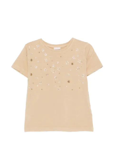 LIU JO T-shirt with jewel embroidery Neutrals WA6360J3885