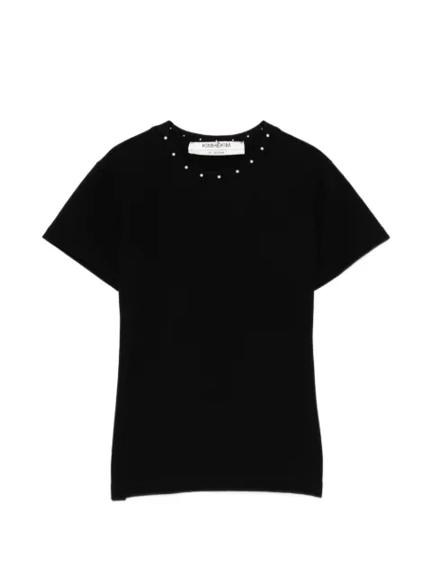 Kimhekim pearl embelished T-shirt Black ZG1JS05BK