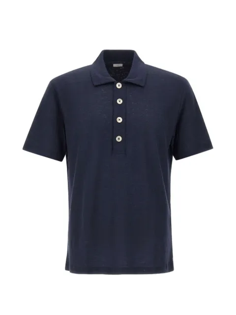 Eleventy buttoned short-sleeve polo shirt Blue M75POLM01TES0M12111