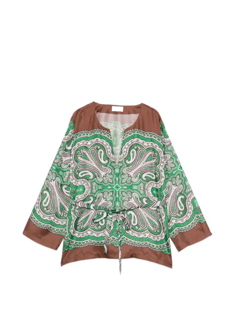 P.A.R.O.S.H. Skindy paisley tie-waist blouse Green SKINDYD313347