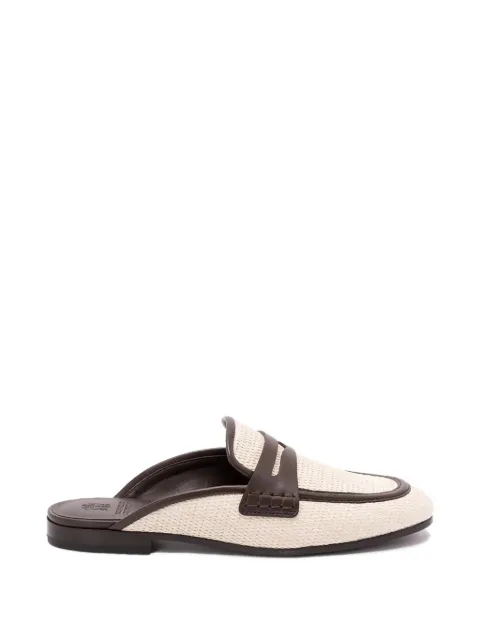 Brunello Cucinelli techno-raffia leather mules Neutrals MZQ9C3212C112