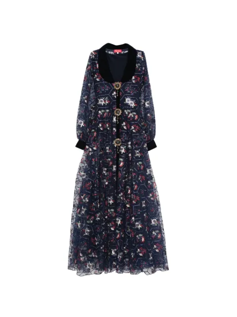 MIAU by Clara Rotescu floral embellished maxi dress Blue AIRA