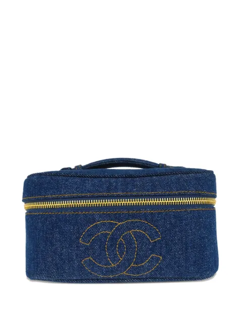 CHANEL Pre-Owned 1996-1997 denim makeup bag Blue 155982